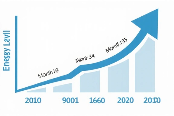 Infographic showing energy levels rising over time